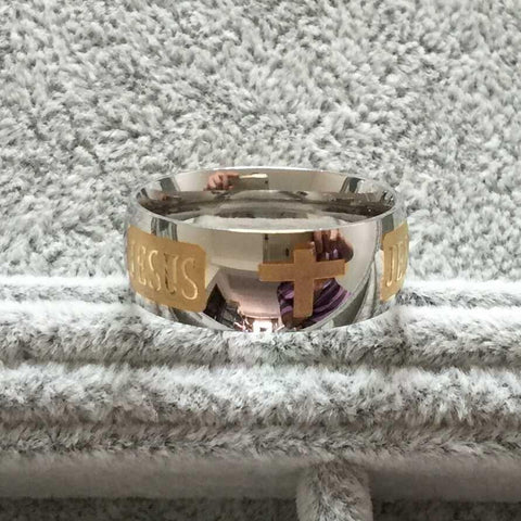 Silver Plated Jesus Cross Ring