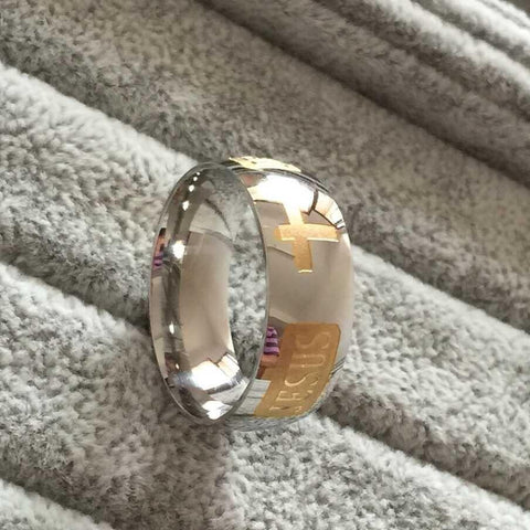 Silver Plated Jesus Cross Ring