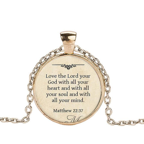 Bible Verse Glass Dome Pendant Necklace