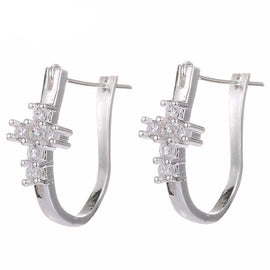 Silver Cross Crystal Earrings