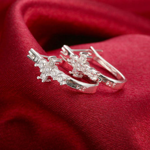 Silver Cross Crystal Earrings