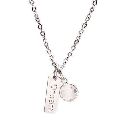 Engraved Crystal Pendant Necklace