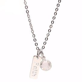 Engraved Crystal Pendant Necklace