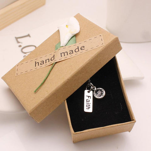 Engraved Crystal Pendant Necklace