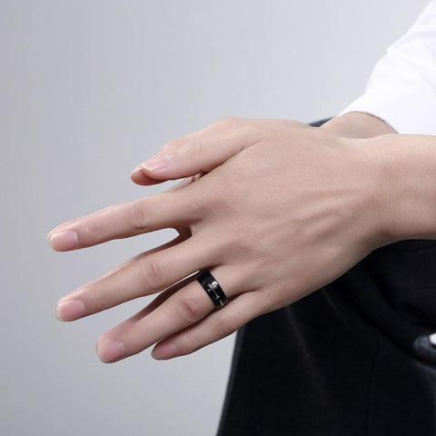 Silver Chrome Side-Way Cross Ring
