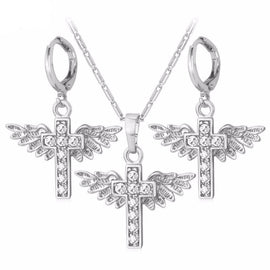 Silver Angel Wings Jewelry Set