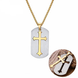 Dog Tag Cross Necklace