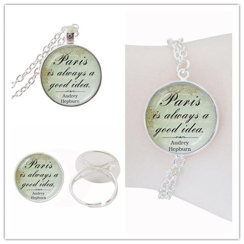 Inspiring Quote Dome Glass Jewelry Set