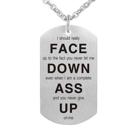 Inspirational Engraved Quotes Dog Tag Pendant