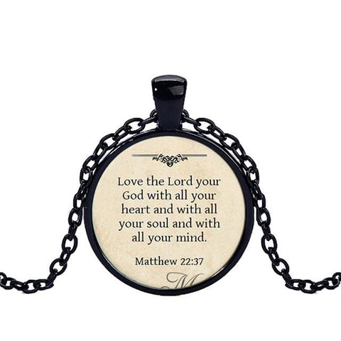 Bible Verse Glass Dome Pendant Necklace
